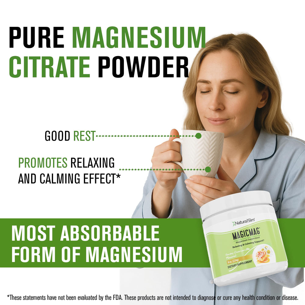 NaturalSlim MagicMag ingredients chart highlighting magnesium citrate and carbonate