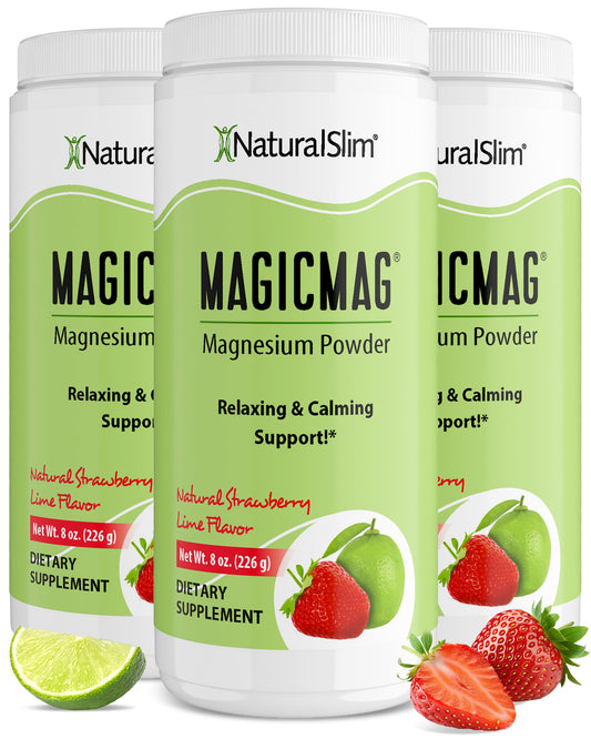 Naturalslim MagicMag powder tub with scoop for daily magnesium balance.