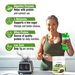 NaturalSlim Metabolic Protein C-Plus chocolate in a glass with creamy texture ready to sip.