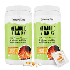 NaturalSlim Metabolic Vitamins bottle on counter supports daily energy and wellness