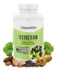 NaturalSlim testosterone booster bottle for daily energy support.