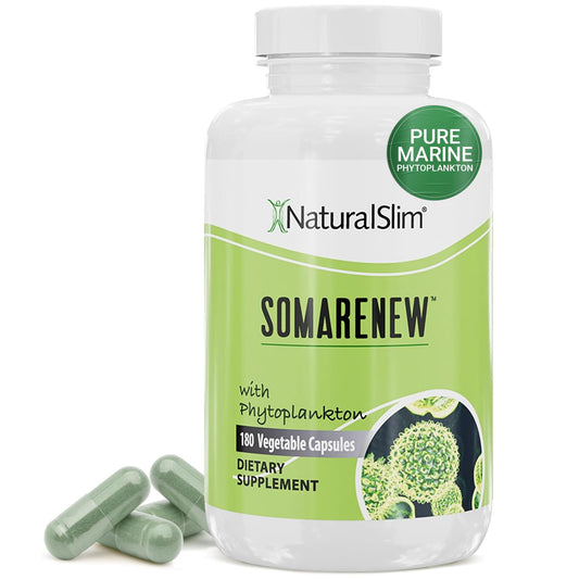 NaturalSlim Somarenew bottle front view highlighting capsules for daily energy support.