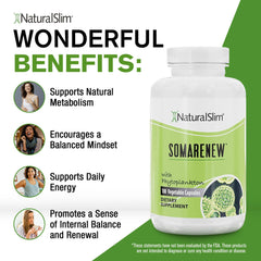 NaturalSlim Somarenew label details highlighting marine phytoplankton and fulvic acid for balanced nutrition.