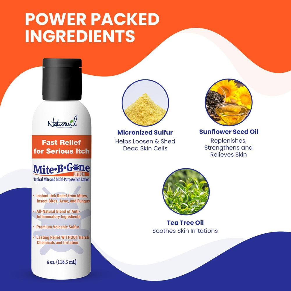 Naturasil Mite-B-Gone kit volcanic sulfur ingredient close-up highlighting natural power.