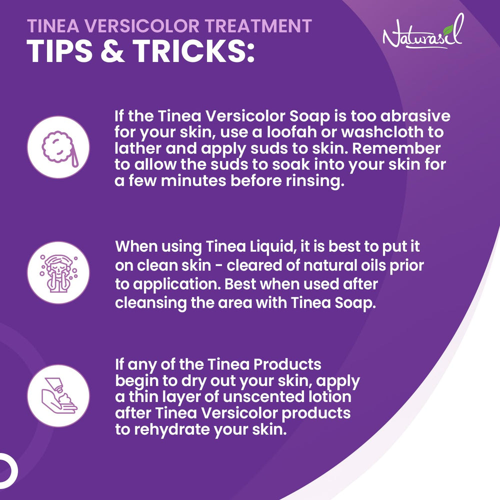 Naturasil Tinea Versicolor pack lotion closeup highlights soothing formula