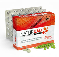 NATURDAO Plus bottle with DAO enzyme capsules for histamine processing
