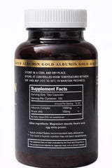 Nature-Bio Premium Albumin Gold 5000 capsules close-up highlighting convenient daily protein support.