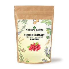 Nature Blaze berberine powder jar closeup highlighting pure botanicals and quality