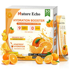 Nature Echo electrolyte packets packaging ready for quick hydration.