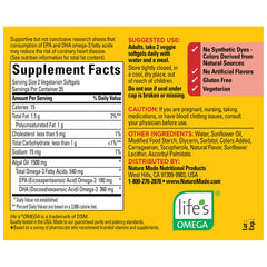 Nature Made Algae Omega-3 540 mg easy daily use image with two softgels and water