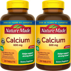 Nature Made Calcium 600 mg with Vitamin D3 bottle front showing the product name and dosage for bone support