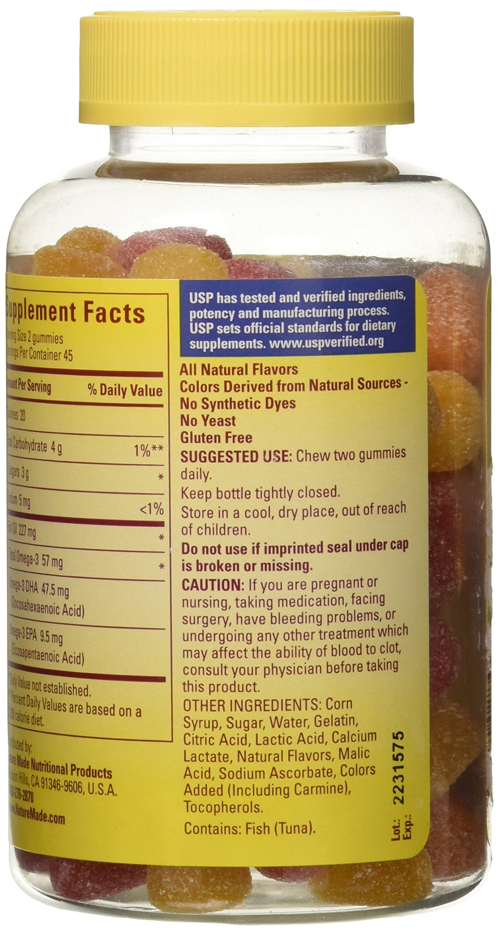 Nature Made Fish Oil Adult Gummies orange gummy closeup showing flavor