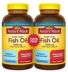 Nature Made Fish Oil Burp-Less bottle front shows high potency omega-3.