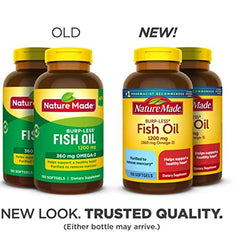Nature Made Fish Oil Burp-Less softgels closeup for easy swallowing.