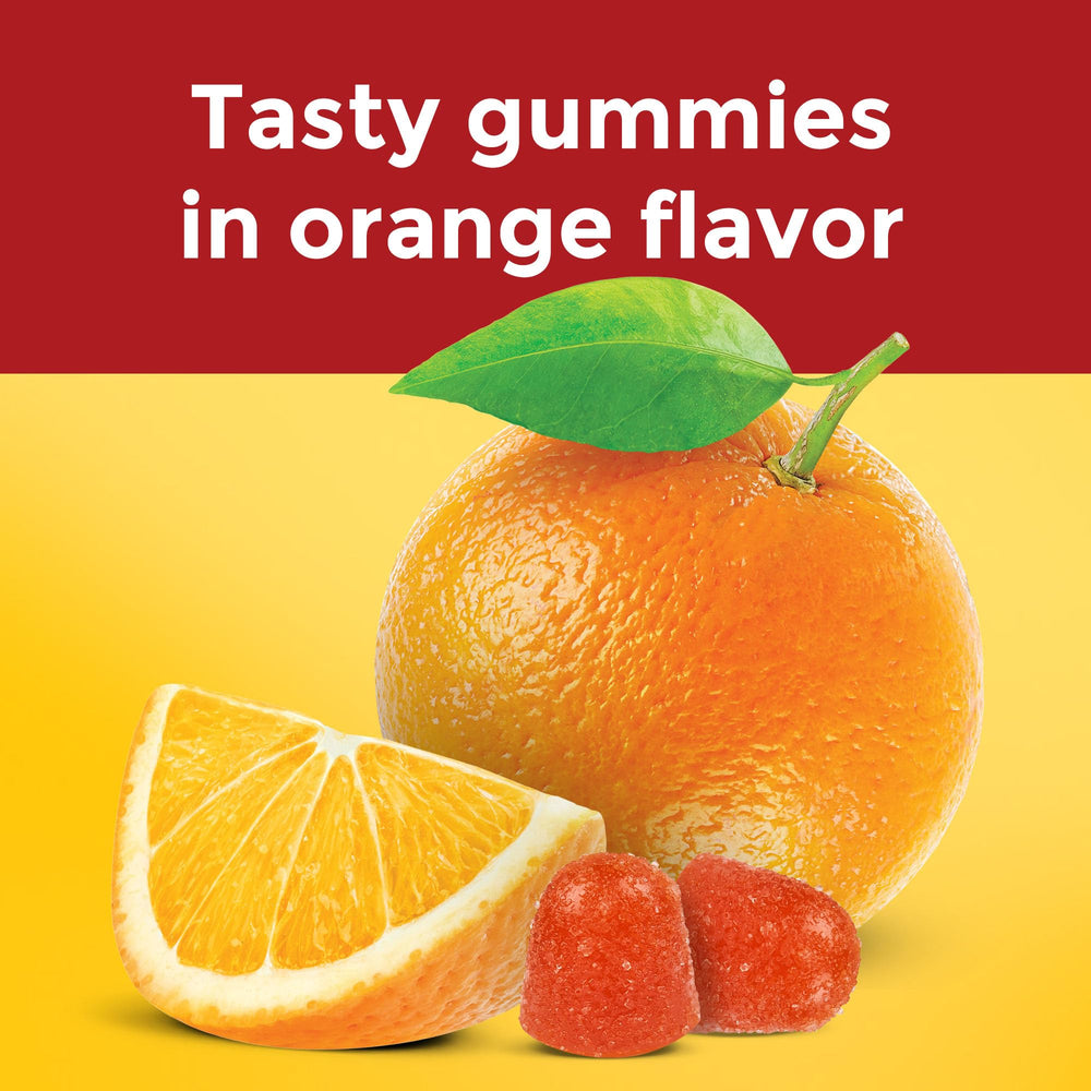 Nature Made Fish Oil Gummies label closeup shows clean ingredients and natural orange flavor.