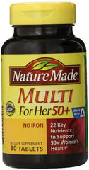 Nature Made Multi for Her 50+ bottle front supports daily nutrient intake.