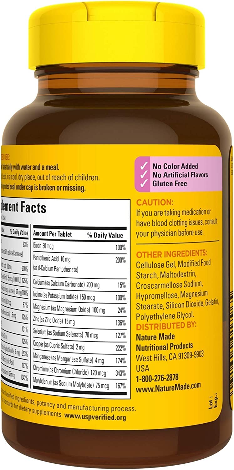 Nature Made Multi for Her 50+ bottle storage on shelf hints at convenience