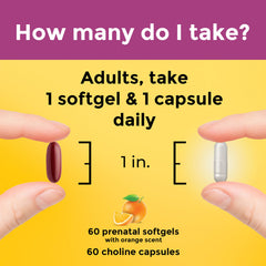 Nature Made Prenatal orange-scent softgels for daily routine
