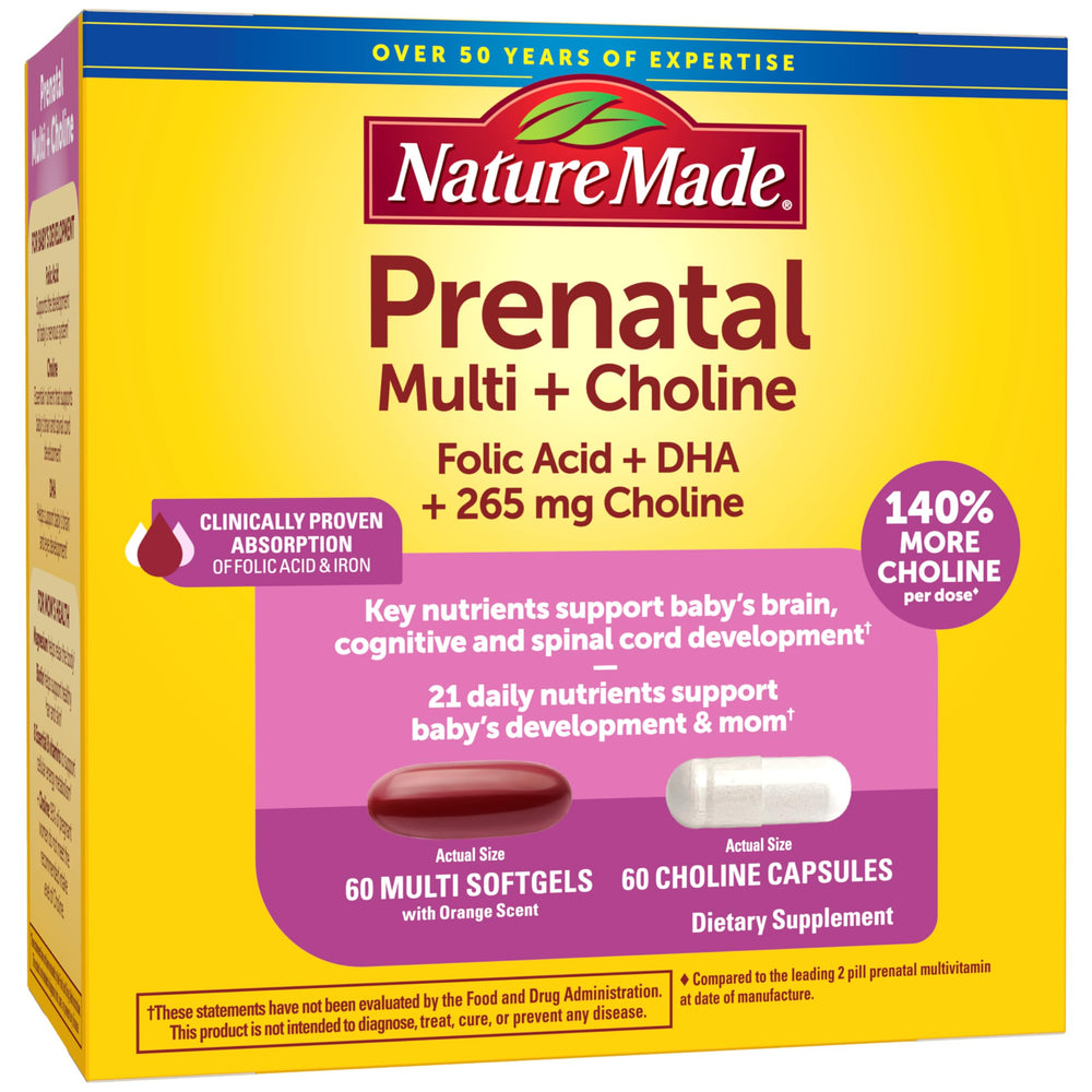 Nature Made Prenatal softgel bottle for daily mom and baby support