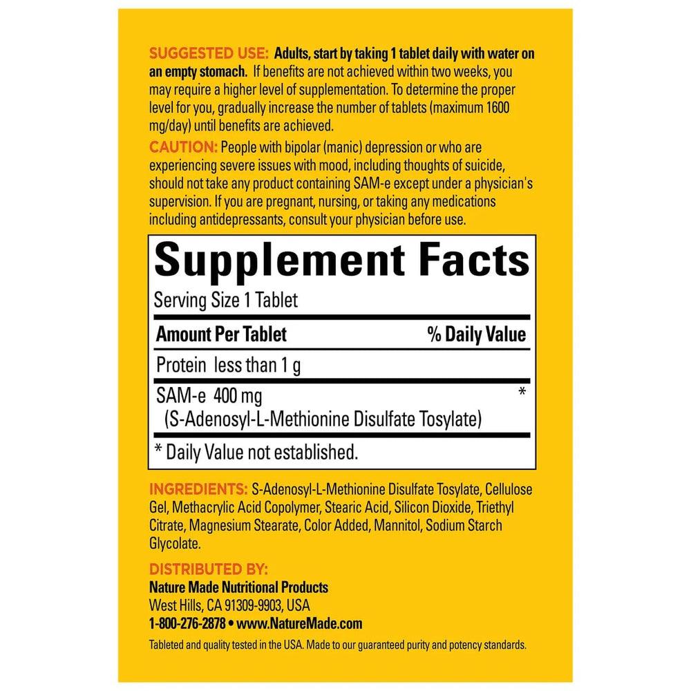 Packaging shows Nature Made SAM-e Complete for reliable daily supplementation
