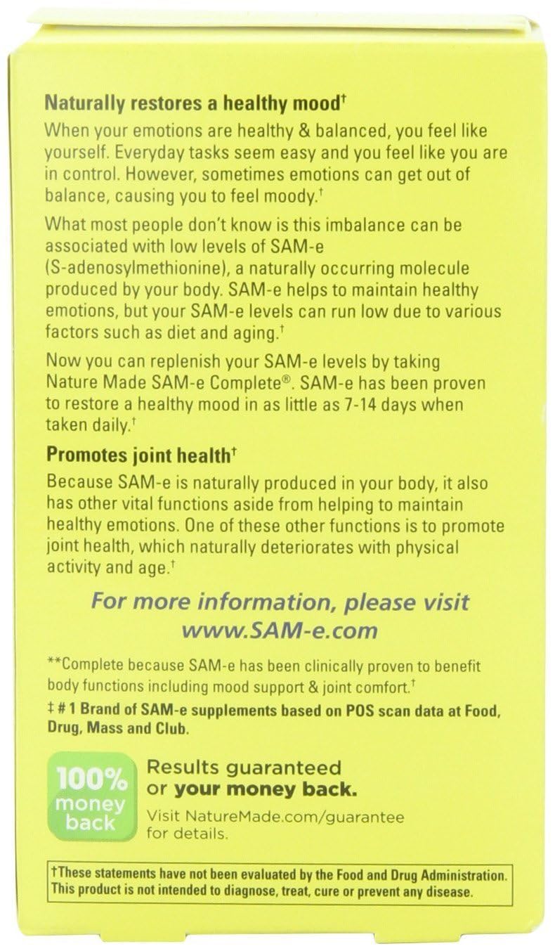 Nature Made Sam-e Complete bottle pour for easy daily dosing