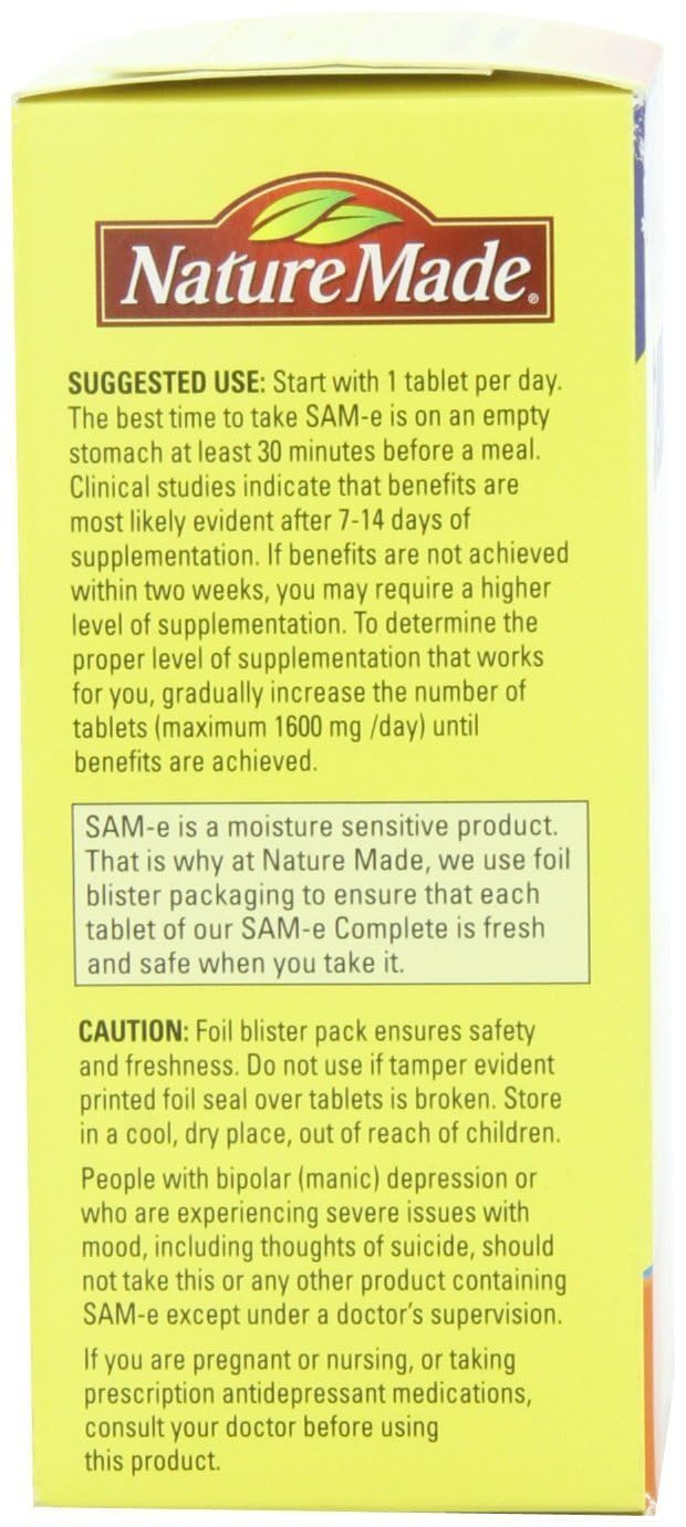 Nature Made Sam-e Complete tablets close-up highlighting 400 mg strength