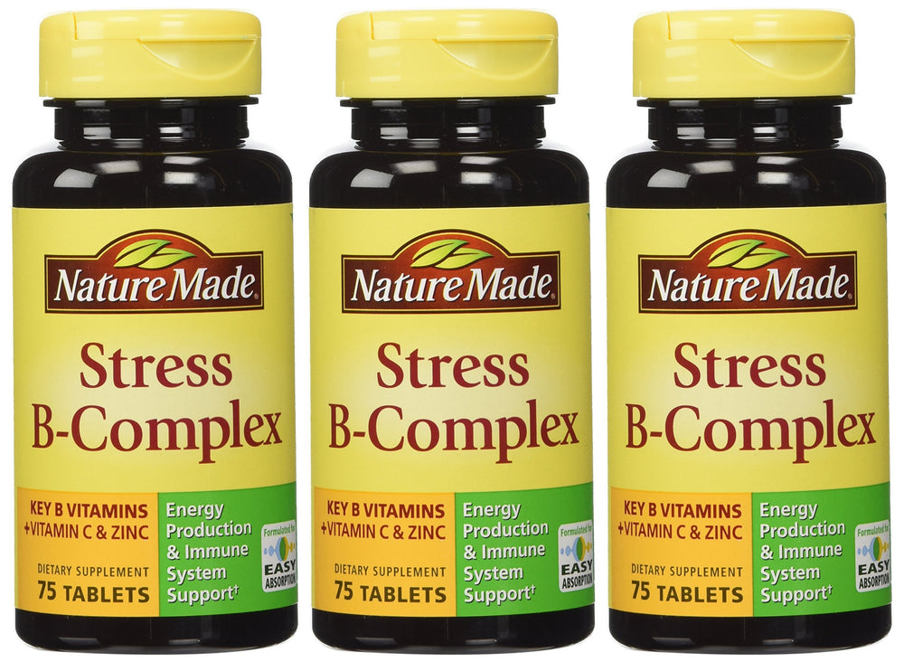 Nature Made Stress B Complex with Zinc bottle and capsules for daily immune support