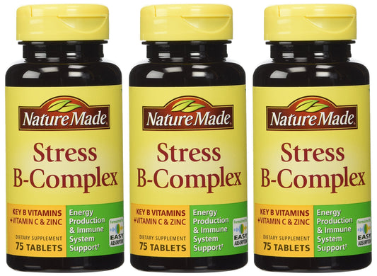 Nature Made Stress B Complex with Zinc bottle and capsules for daily immune support
