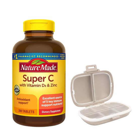 Nature Made Super C bottle with vitamin C and zinc for daily immune support.