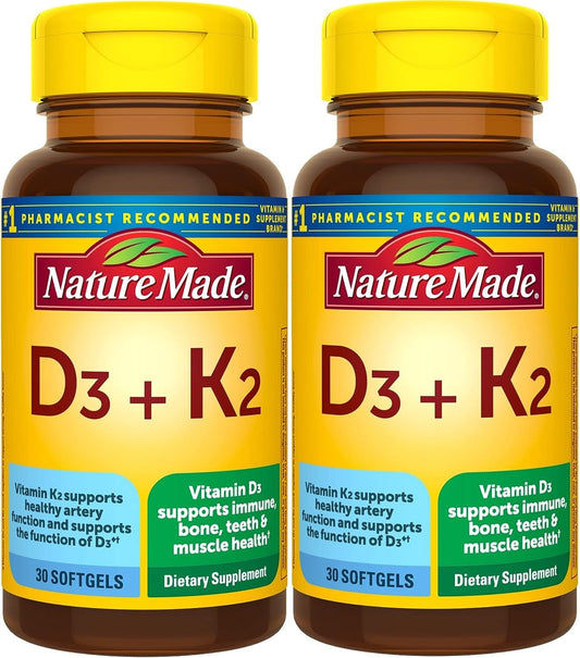 Nature Made Vitamin D3 K2 softgels bottle for daily bone and immune support