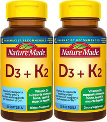 Nature Made Vitamin D3 K2 softgels bottle for daily bone and immune support
