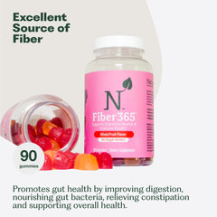 Nature M.D. Fiber 365 gummies bottle side view for convenient daily use.