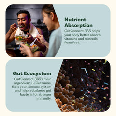 Nature M.D. GutConnect 365 chocolate coconut ingredient panel featuring L-Glutamine amount.