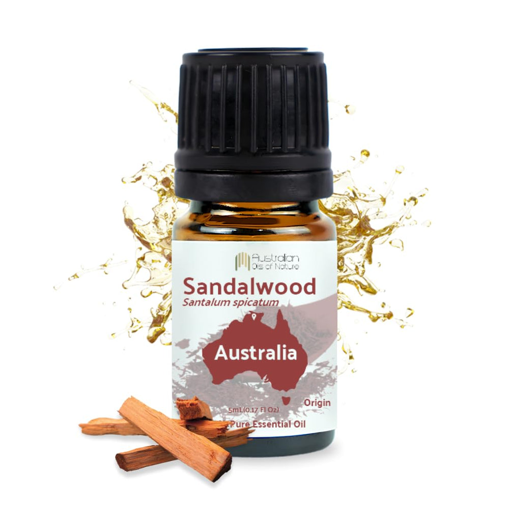 Nature Packaged sandalwood essential oil bottle with label for aromatherapy and diffuser use