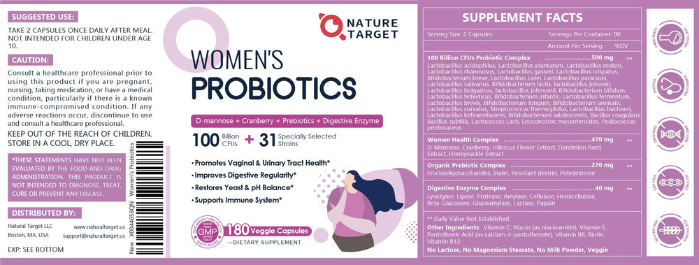 Nature Target Probiotics for Women product on shelf indicating long-term value