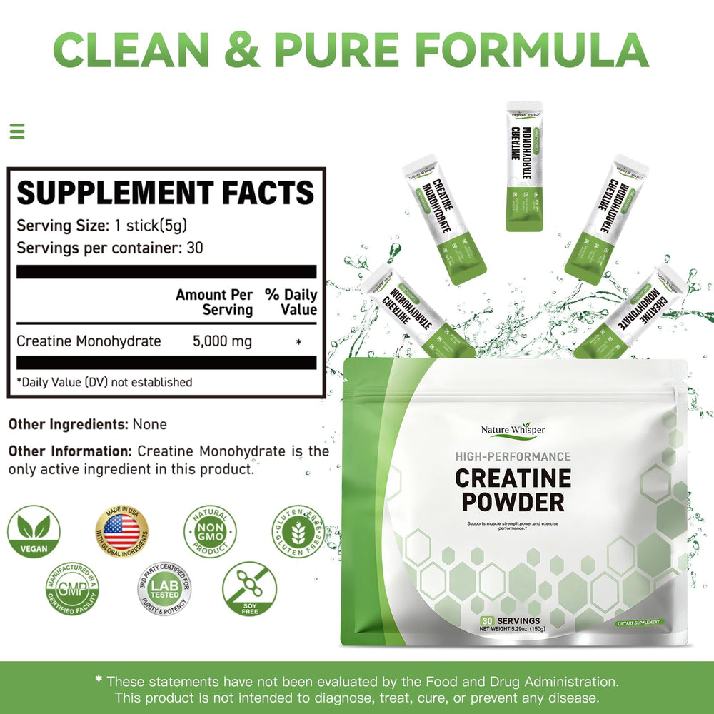 Nature Whisper vegan GMP-certified creatine for clean fueling