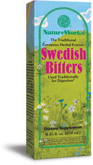 Nature Works Swedish Bitters bottle for digestive support.