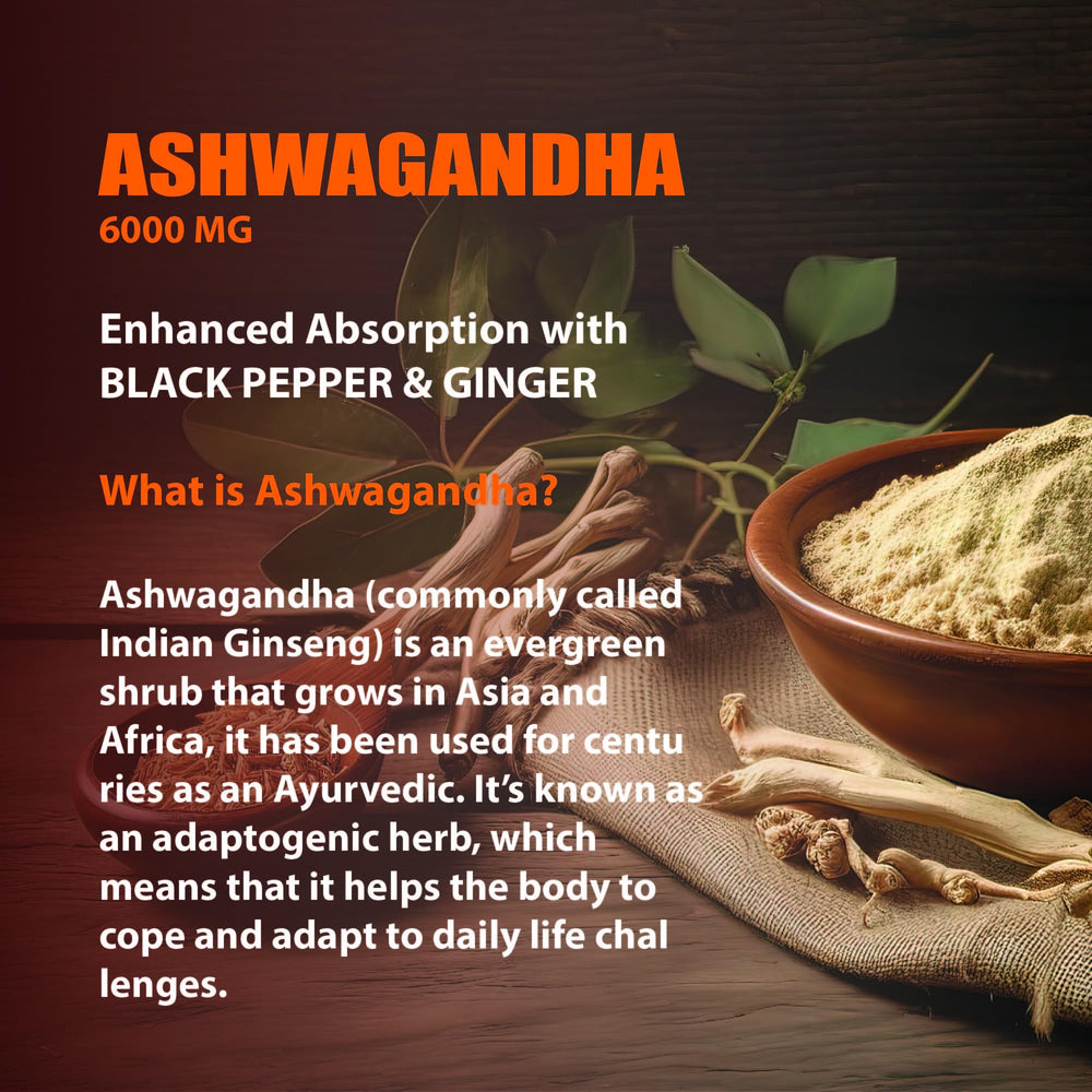 Nature4U ashwagandha root with black pepper and ginger for absorption.