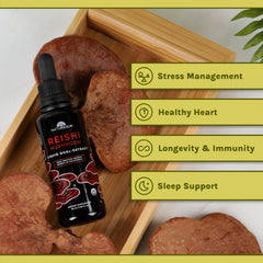 Closeup of Naturealm Reishi tincture label showing organic sourcing