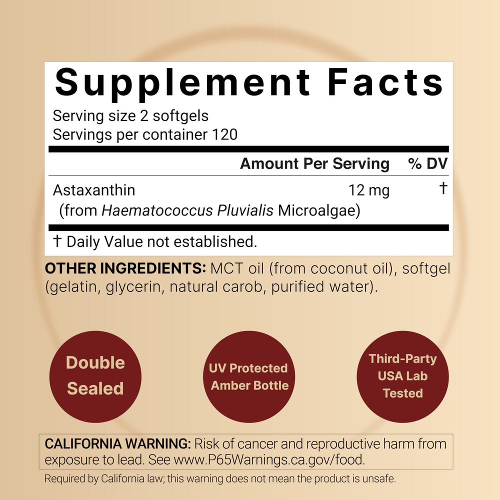 NatureBell astaxanthin softgels close-up showing easy-to-swallow design
