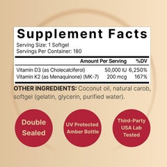 NatureBell D3 K2 softgels with coconut oil aid absorption.