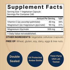 Close-up of NatureBell magnesium glycinate capsules highlighting bioavailability