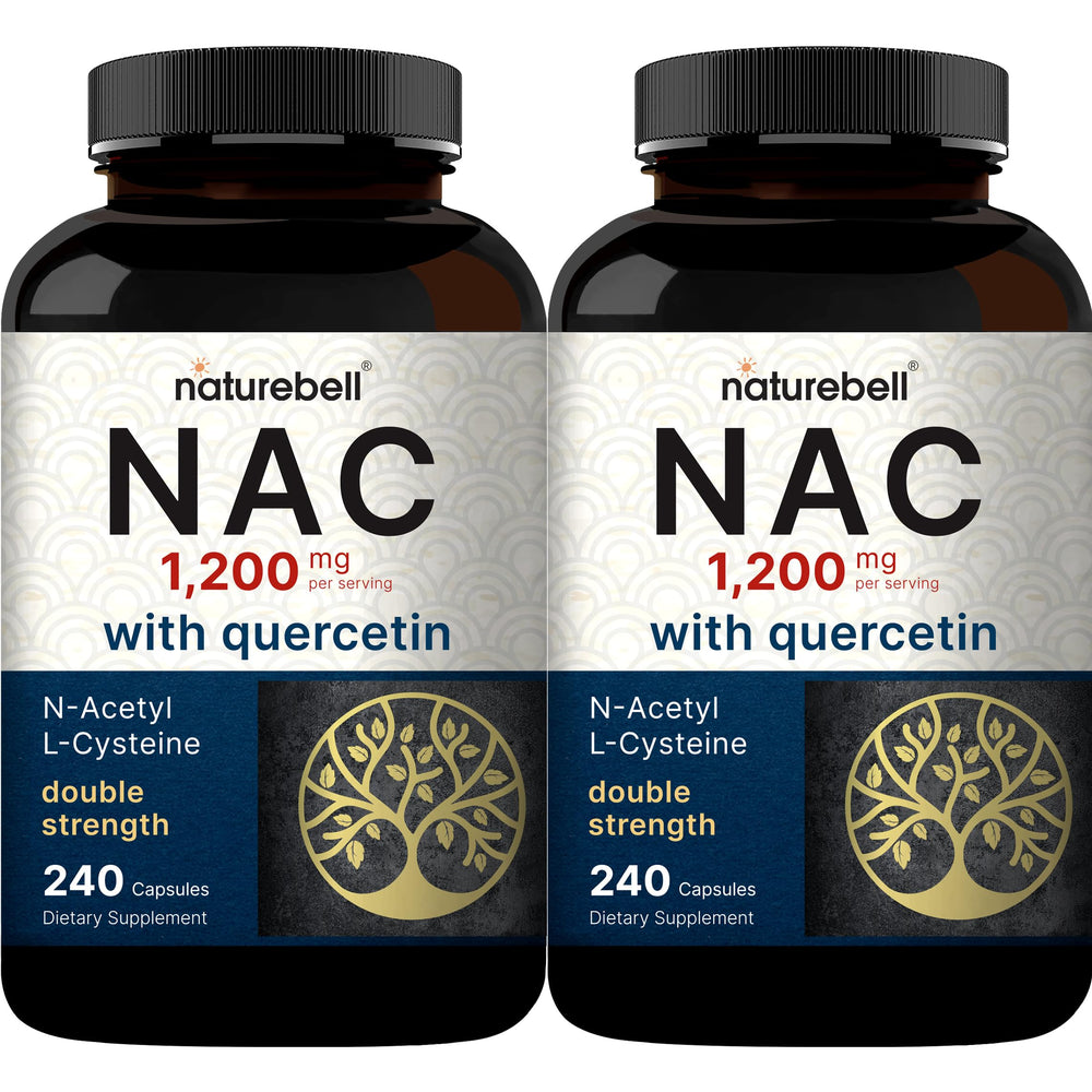 NatureBell NAC with Quercetin 2 Pack bottles show double-strength antioxidant formula.