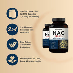 NatureBell NAC with Quercetin 2 Pack packaging and bottles for daily routine.