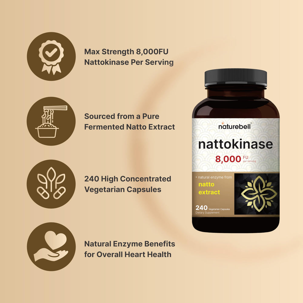 NatureBell nattokinase capsules arranged in bottle for everyday wellness