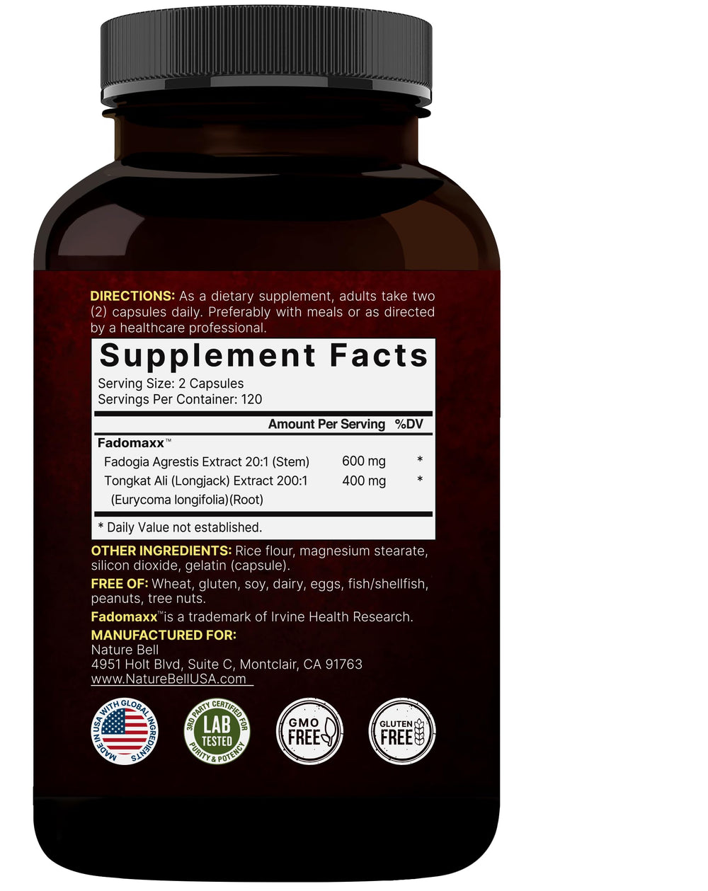 Non-GMO and gluten-free NatureBell formula for allergen-friendly use.
