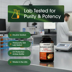 NatureBell Pumpkin Seed Oil ingredients panel notes omega-6 and omega-9 content.