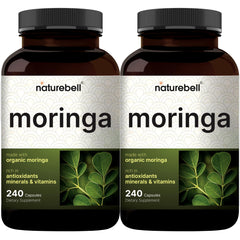 NatureBell Pure Moringa capsules bottle front highlights high potency and energy support.