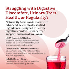 NatureCity AloeCran glass with dispensed mix demonstrates quick, sugar-free hydration