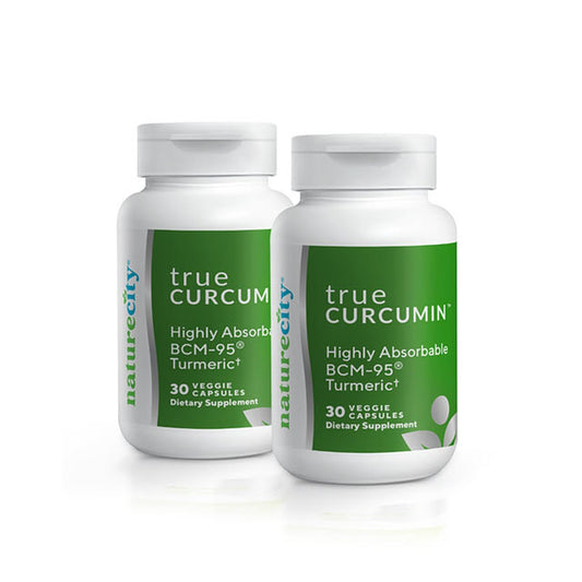 NatureCity True-Curcumin bottle front; supports daily wellness and potential joint comfort.